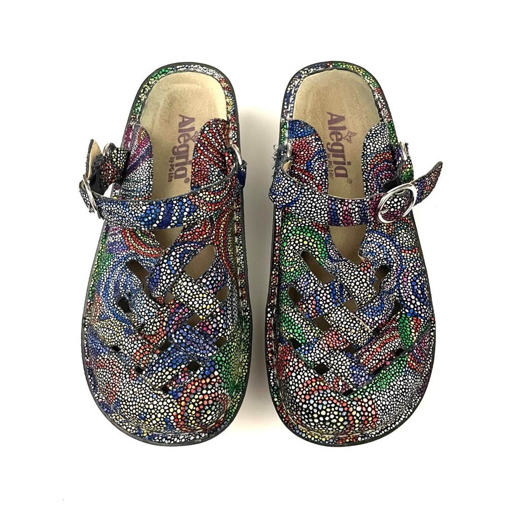 Alegria PG Lite Freesia Rainbow Mosaic Slingback Clog Shoes EU 37 / US 6.5
